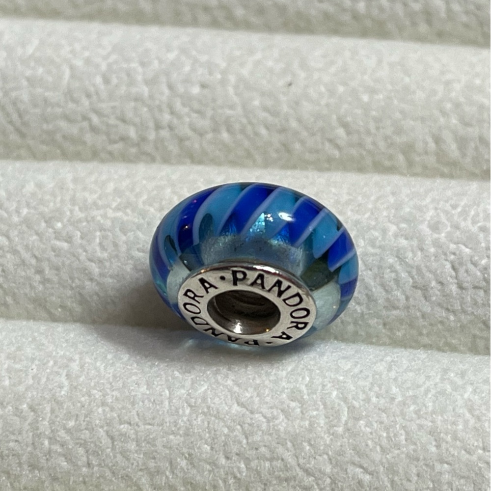 Pandora Blue Swirl Murano Glass Charm